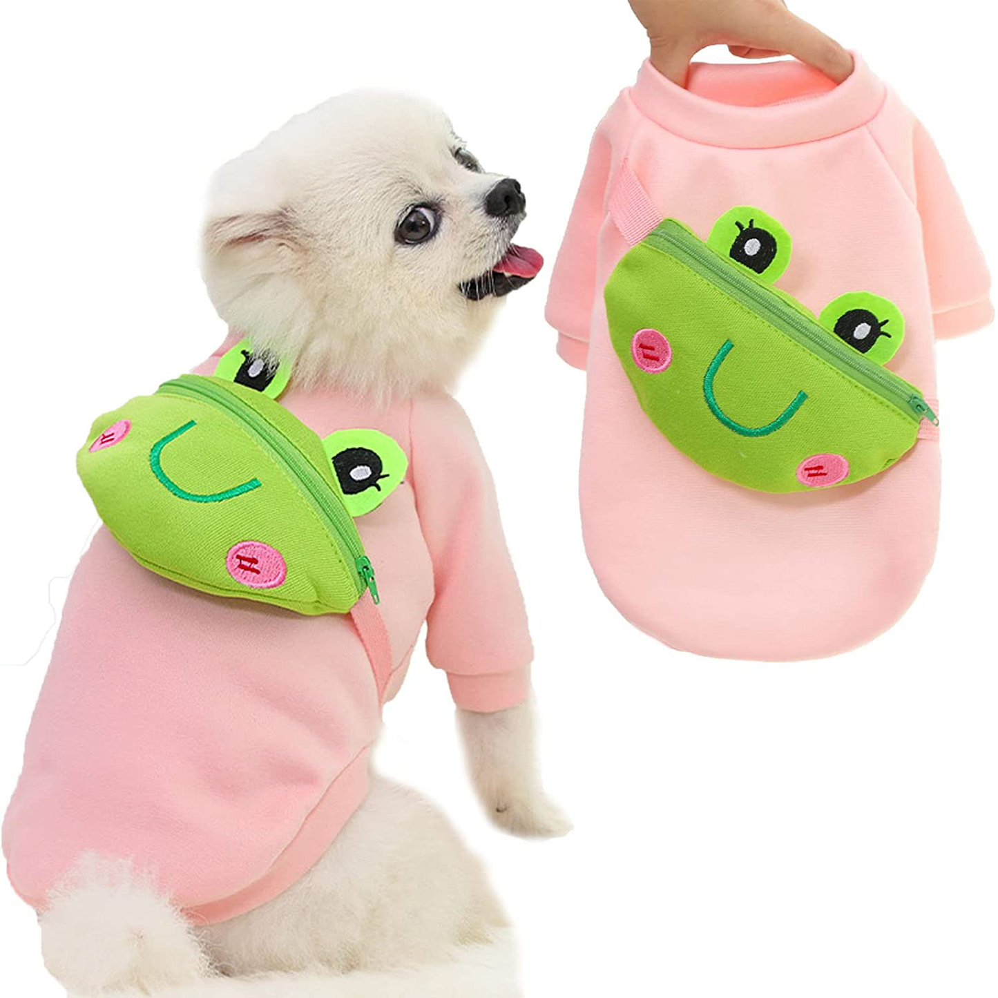HRTTSY Funny Dog Shirts with Cute Cartoon Cross Body Bag for Small Dogs Cats Soft Breathable Fall Winter Warm Kitten Puppy Sweatshirt Clothes Pet T-Shirt Sweater Outfits Chihuahua Apparels Animals & Pet Supplies > Pet Supplies > Cat Supplies > Cat Apparel HRTTSY Pink X-Small 