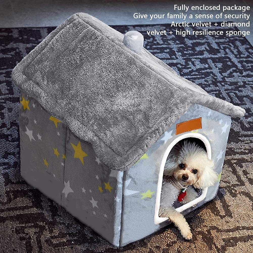 Dog House Indoor, Foldable Dog House Kennel Bed Mat with Cushion for Small Medium Large Dogs Cats, Winter Warm Cat Nest Puppy Cave Sofa Pet Products Animals & Pet Supplies > Pet Supplies > Dog Supplies > Dog Houses Aquarius CiCi   