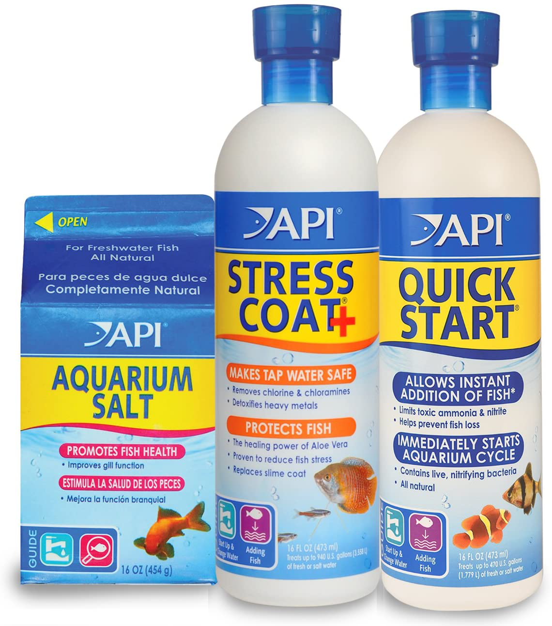 API Quick Start Nitrifying Bacteria, for Freshwater and Saltwater Aquarium Animals & Pet Supplies > Pet Supplies > Fish Supplies > Aquarium Cleaning Supplies API Starter bundle (3-pack) 16-Ounce 