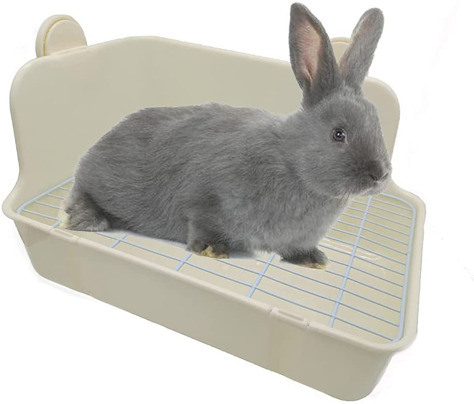 Rabbit Litter Box, Corner Litter Bedding Box, Pet Toilet for Small Animals, Rabbit, Guinea Pig, Chinchilla, Ferret, Galesaur, 11.02 Inches Animals & Pet Supplies > Pet Supplies > Small Animal Supplies > Small Animal Bedding OFLAO Ivory  