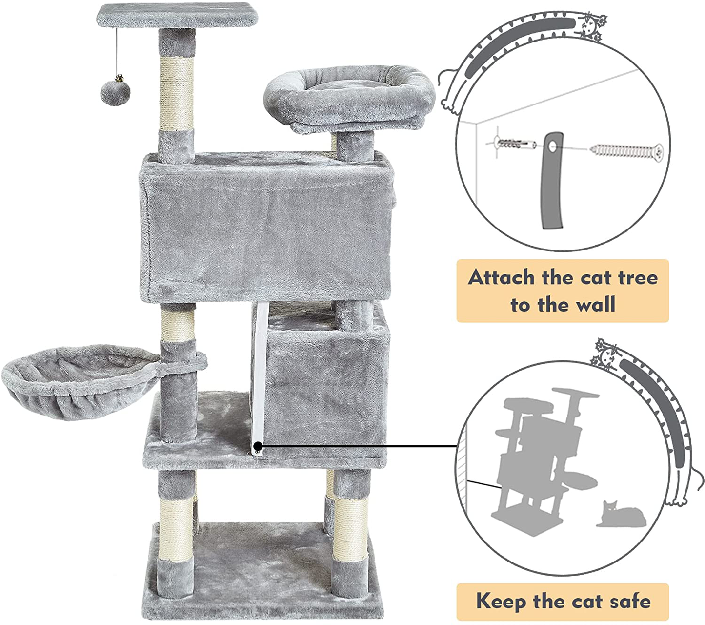 SUPERJARE Cat Tree Condo Furniture with Scratching Posts, Plush Cozy Perch and Dangling Balls, Multi-Level Kitten Tower Animals & Pet Supplies > Pet Supplies > Cat Supplies > Cat Furniture SUPERJARE   