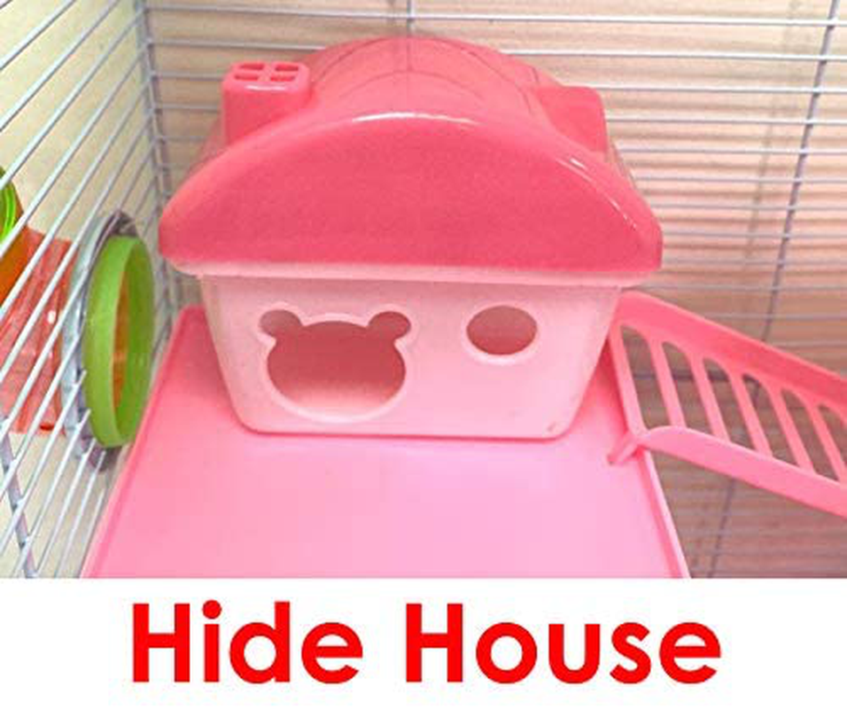 Mcage 5-Tiers Hamster House Small Animal Habitat Cage with Running Wheel Hide House Crossover Tube Water Bottle Feeder Bowl Ladder Animals & Pet Supplies > Pet Supplies > Small Animal Supplies > Small Animal Habitats & Cages Mcage   