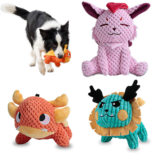 UNIWILAND Latest Squeaky Plush Dog Toys Pack for Puppy, 3 Pack Durable Stuffed Animal Plush Chew Toys with Squeakers, Cute Soft Dog Toys for Teeth Cleaning, for Small Medium Large Dogs Animals & Pet Supplies > Pet Supplies > Dog Supplies > Dog Toys UNIWILAND 3 Pack  