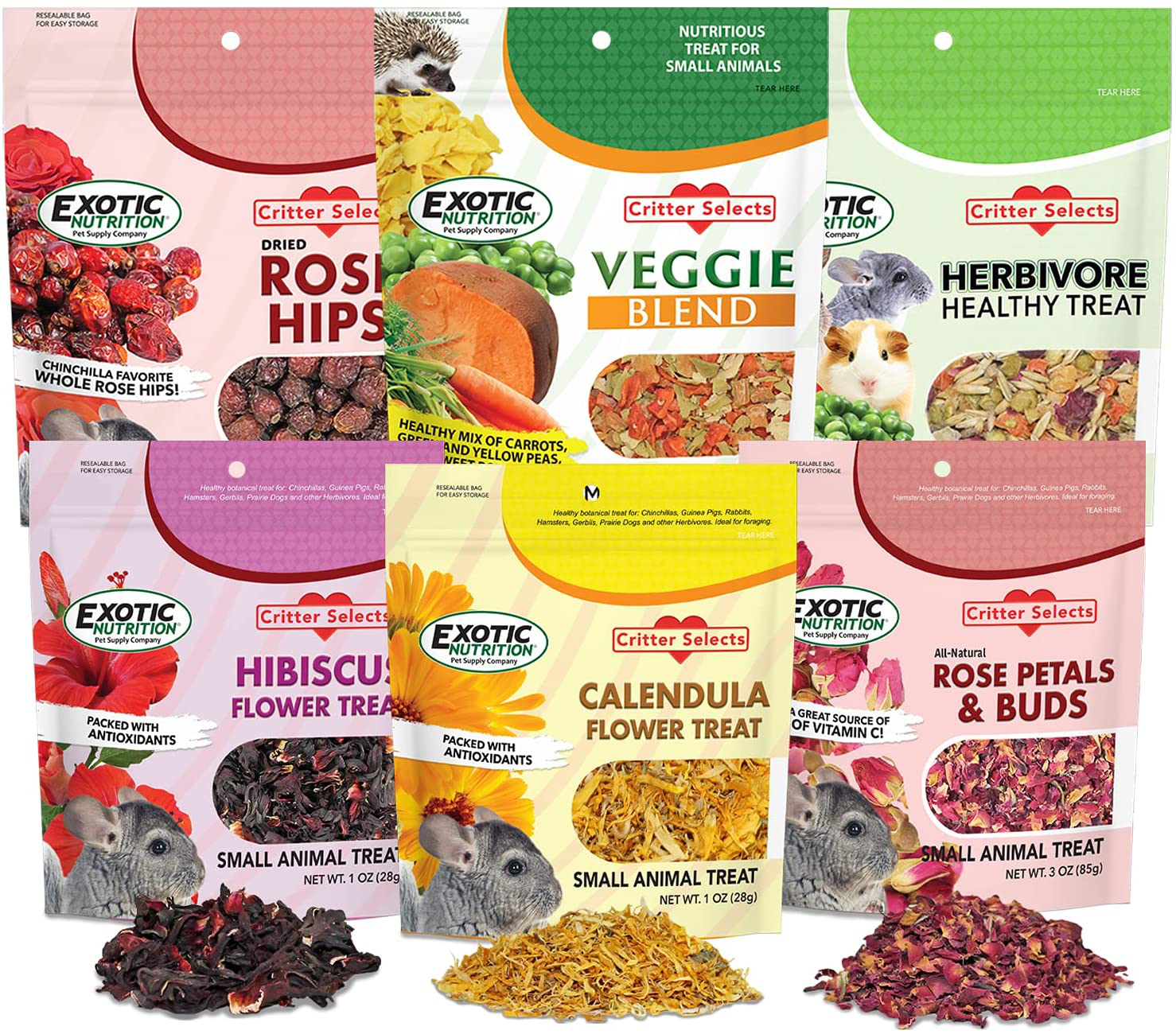 Herbivore Treats 6 Pack - Healthy Assortment Small Animal Pet Treat - Squirrels, Guinea Pigs, Rabbits, Chinchillas, Prairie Dogs, Degus, Hamsters, Gerbils, Herbivores Animals & Pet Supplies > Pet Supplies > Small Animal Supplies > Small Animal Treats Exotic Nutrition   