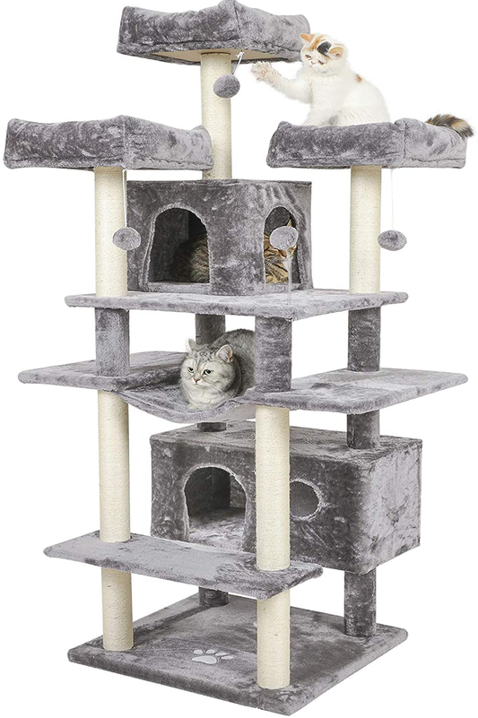 Msmask Cat Tree for Large Cats XXL,69 Inches Cat Tower Condo Full Sisal-Covered Scratching Post 3 Platforms, Big Cats Furniture Kitten Activity Center with Hammock Hanging Ball Animals & Pet Supplies > Pet Supplies > Cat Supplies > Cat Furniture MSmask   