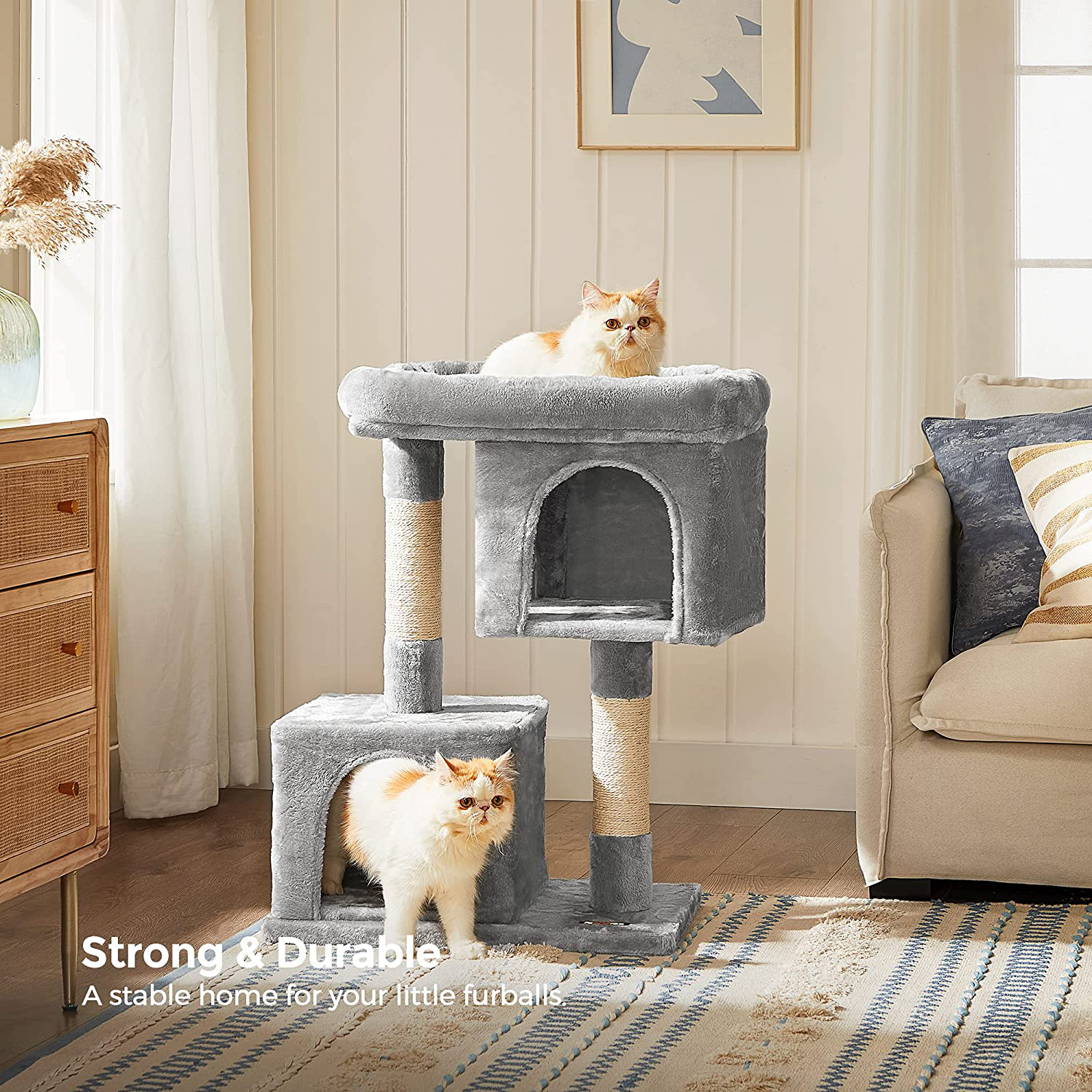 FEANDREA Cat Tree for Large Cats, Cat Tower 2 Cozy Plush Condos and Sisal Posts Animals & Pet Supplies > Pet Supplies > Cat Supplies > Cat Furniture FEANDREA   