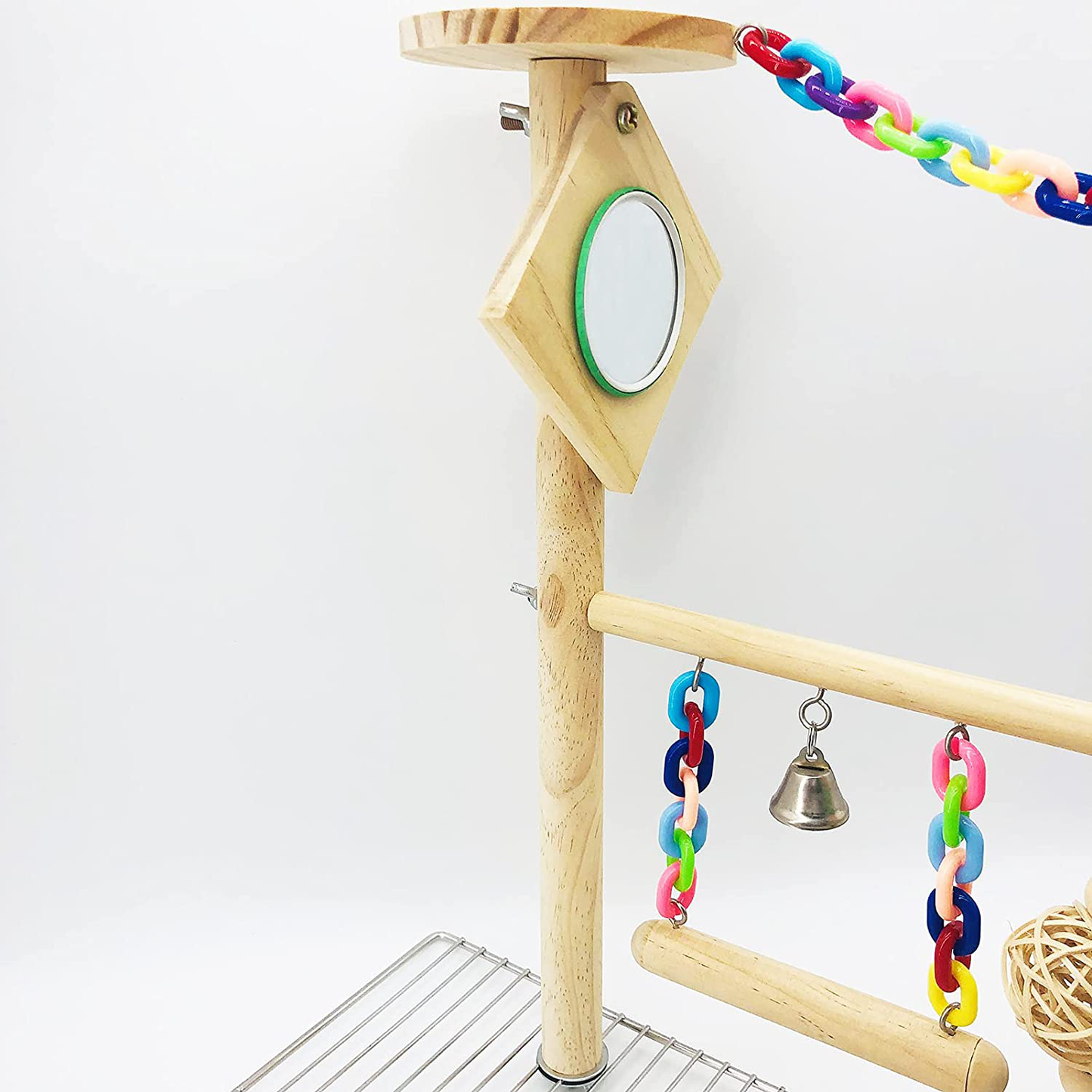 Bird Playground for Top of Cage, Parrot Gym Hanging Chewing Toys, Cage Top Play Stand for Conure, Parakeets, Budgie, Cockatiels, Lovebirds, Bird Wood Perch Cage Toys Animals & Pet Supplies > Pet Supplies > Bird Supplies > Bird Gyms & Playstands CAREUPET   