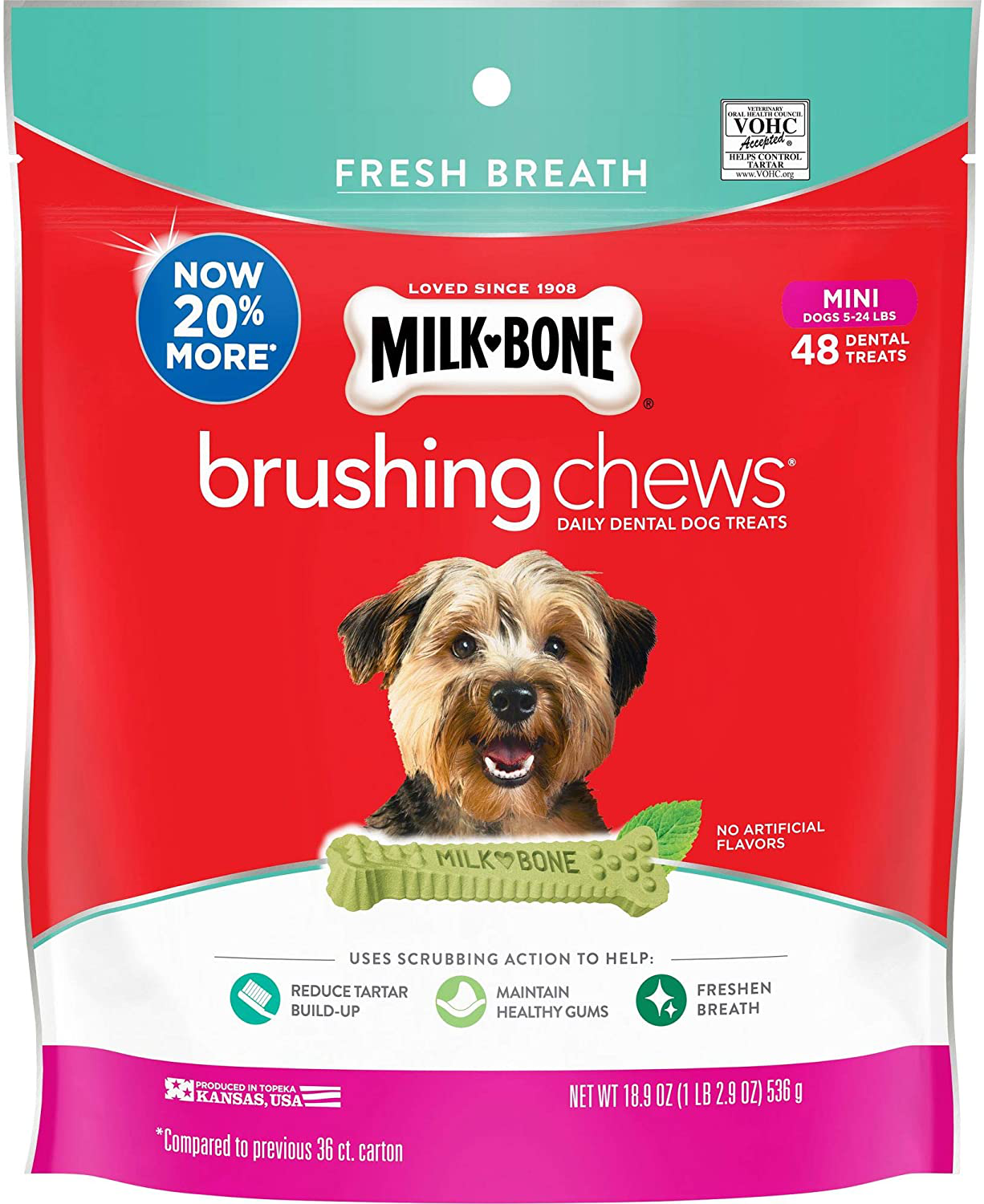 Milk-Bone Fresh Breath Brushing Chews Daily Dental Dog Treats Animals & Pet Supplies > Pet Supplies > Dog Supplies > Dog Treats Milk-Bone Mini 48 Count (Pack of 1) 