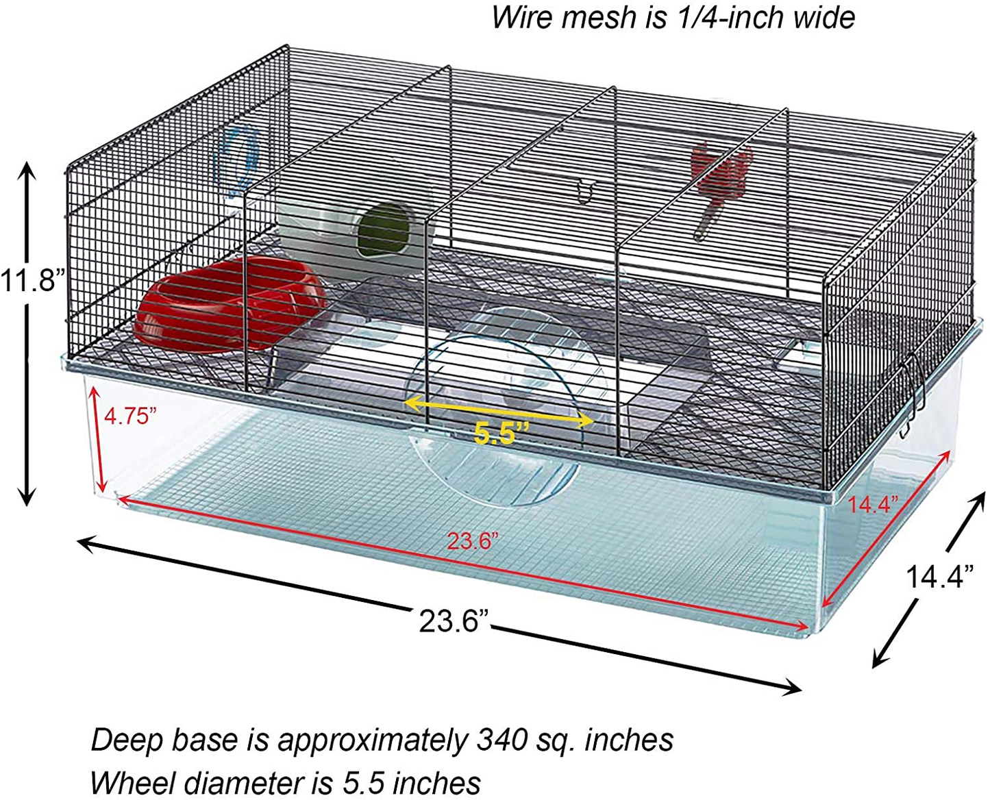 Favola Hamster Cage Includes Free Water Bottle, Exercise Wheel, Food Dish & Hamster Hide-Out Large Hamster Cage Measures 23.6L X 14.4W X 11.8H-Inches & Includes 1-Year Manufacturer'S Warranty Animals & Pet Supplies > Pet Supplies > Small Animal Supplies > Small Animal Habitats & Cages Ferplast spa   
