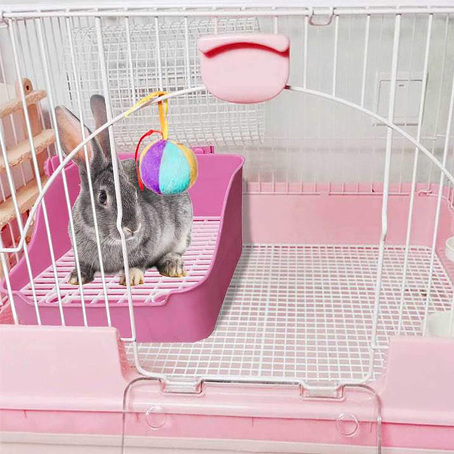 Kathson Small Animal Litter Cage Potty Trainer Corner Litter Bedding Box Pet Pan Toilet Ideal for Rabbit, Bunny, Chinchilla, Ferret, Guinea Pig, Hamster(Pink)