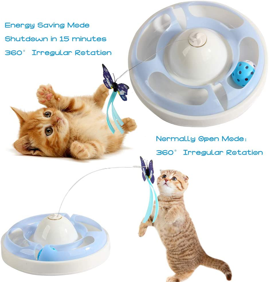 We-Ha Interactive Cat Toys Automatic Electric Rotating Butterfly Ball Exercise Kitten Toy Funny Cat Teaser Toys for Indoor Cats 3 Flashing Butterfly 360 Rotate Clockwise or Counterclockwise Animals & Pet Supplies > Pet Supplies > Cat Supplies > Cat Toys We-Ha   