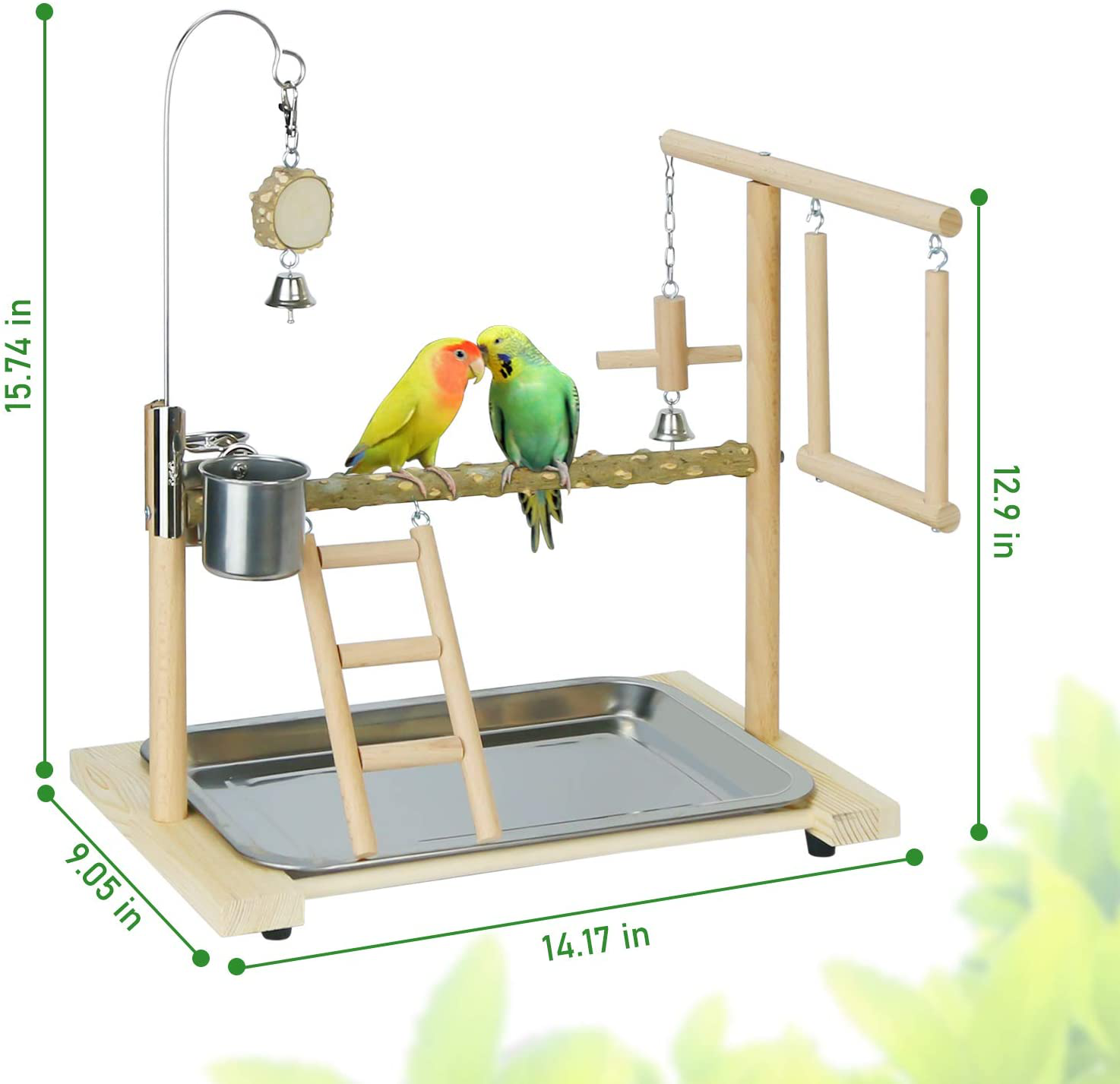 Edudif Bird Playground Stand Parakeet Cockatiel Parrot Gym Playground Natural Wood Playstand for Birds,Bird Perches Play Stand Bird Activity Stand Animals & Pet Supplies > Pet Supplies > Bird Supplies > Bird Gyms & Playstands Edudif   