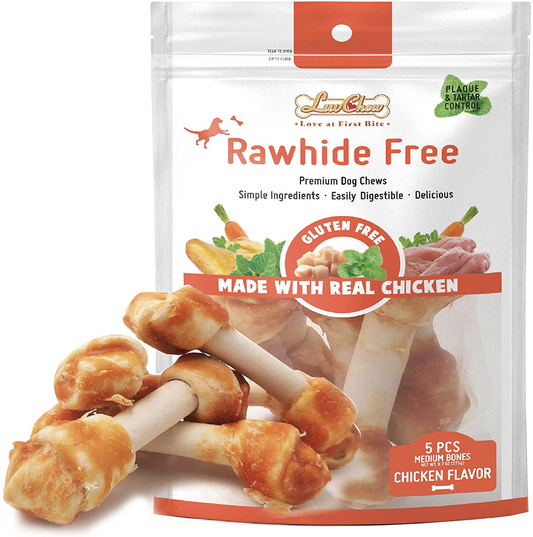 Luvchew Premium Chicken Dog Chew Bones, Rawhide-Free, Made with Real Chicken and Wholesome Vegetables, Made with Limited Ingredients Animals & Pet Supplies > Pet Supplies > Small Animal Supplies > Small Animal Treats LuvChew Medium 5pcs/pack  