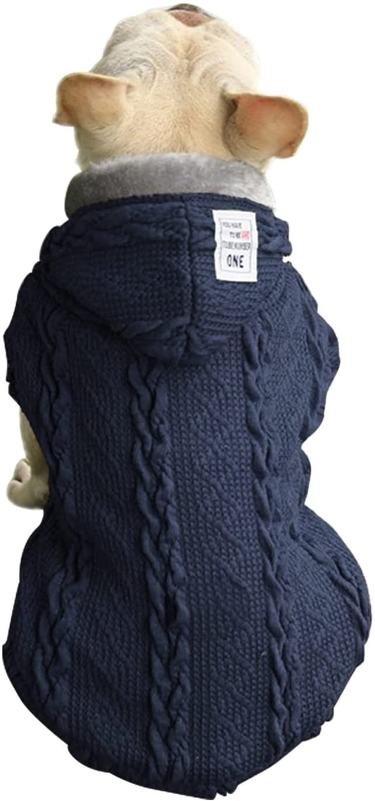 Dog Sweater with Fleece Lining, Winter Dog Coat, Dog Hoodie, Small Pet Jacket, Warm Puppy Clothes with Hood for Small Medium Dog Cat Boy Girl Animals & Pet Supplies > Pet Supplies > Cat Supplies > Cat Apparel Petglad Blue XXL(Length:15.8",Chest:20.5") 