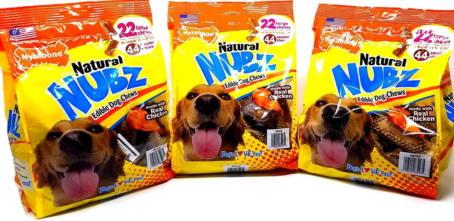 Nylabone Natural Nubz Edible Dog Chews Value Pack of 66Ct. / 7.8 Lbs. Total (3 X 2.6 Lb / 22 Ct Bags) Animals & Pet Supplies > Pet Supplies > Dog Supplies > Dog Treats Nylabone   