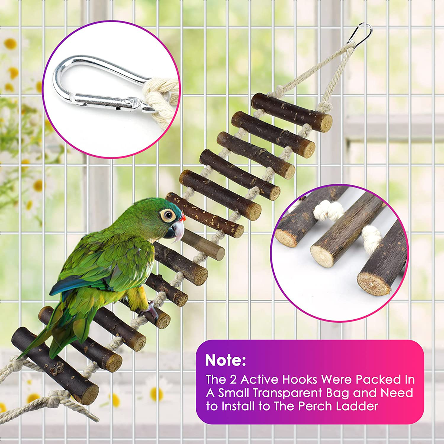 KATUMO Small Bird Toys, Natural Wood Ladder Colorful Bamboo Hanging Shredding Toys Parrot Chew Wooden Blocks Bird Perch for Parakeets, Conures, Cockatiels, Budgies, Love Birds and Other Small Birds Animals & Pet Supplies > Pet Supplies > Bird Supplies > Bird Ladders & Perches KATUMO   