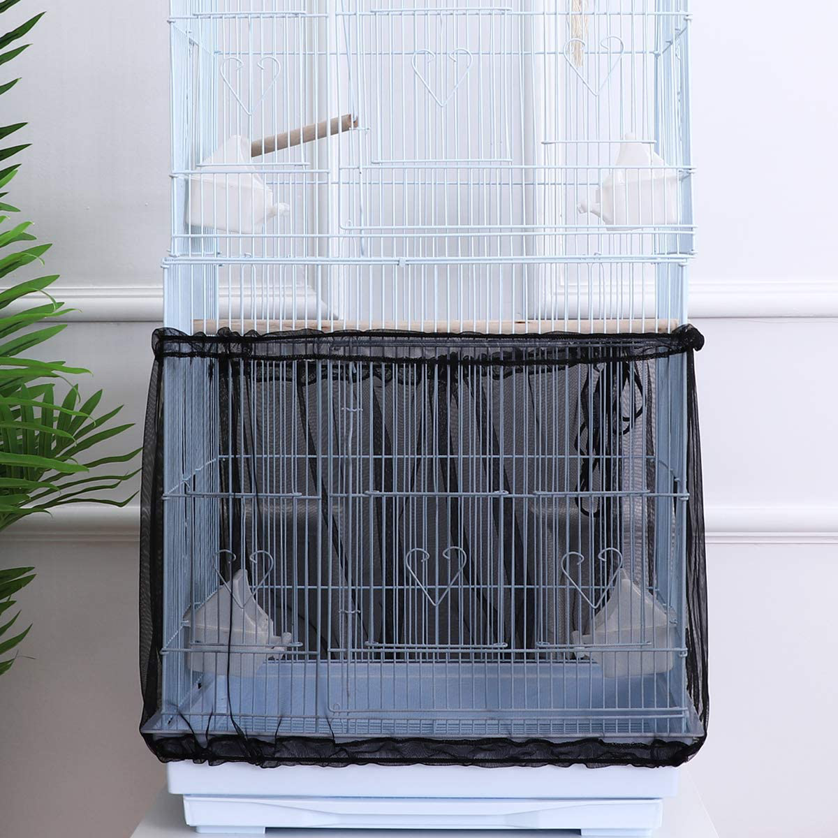 Pet Products Mesh Bird Catcher Net Cover Shell Skirt for Bird Cages Size M  (Black) 