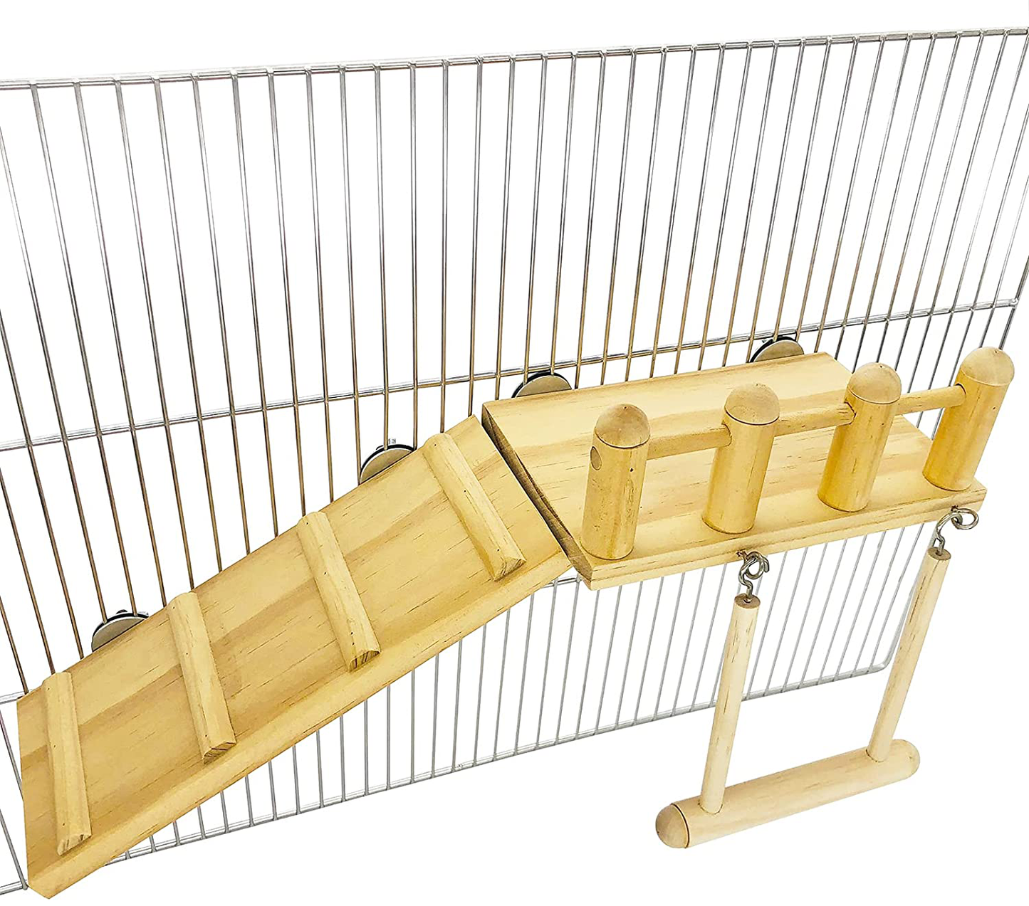 Parrot Climbing Ladder, Bird Wooden Playground with Climbing Ladder Stand, Parrot Play Stand, Bird Swing for Green Cheeks, Small Lovebirds, Goldens, Hamsters, Bird Cage Chew Toy Set Animals & Pet Supplies > Pet Supplies > Bird Supplies > Bird Gyms & Playstands CAREUPET   