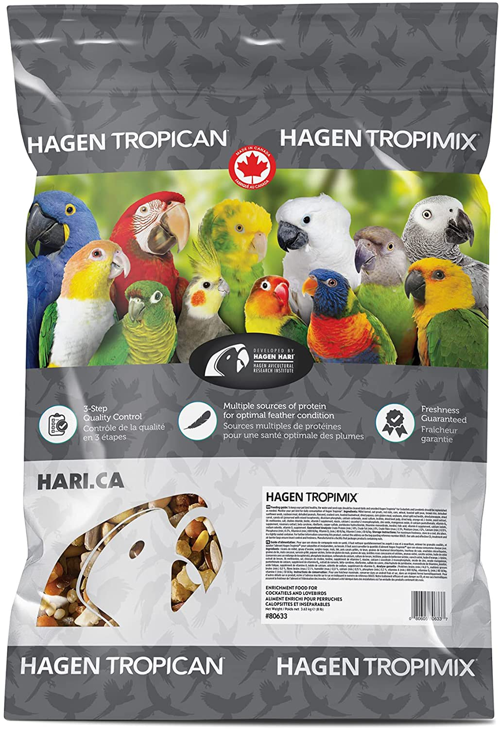 Hagen Tropimix Bird Food for Cockatiels & Lovebirds, HARI Parrot Food with Seeds, Fruit, Vegetables, Grains, Vitamins & Amino Acids Animals & Pet Supplies > Pet Supplies > Bird Supplies > Bird Food Hari 8 Pound (Pack of 1)  