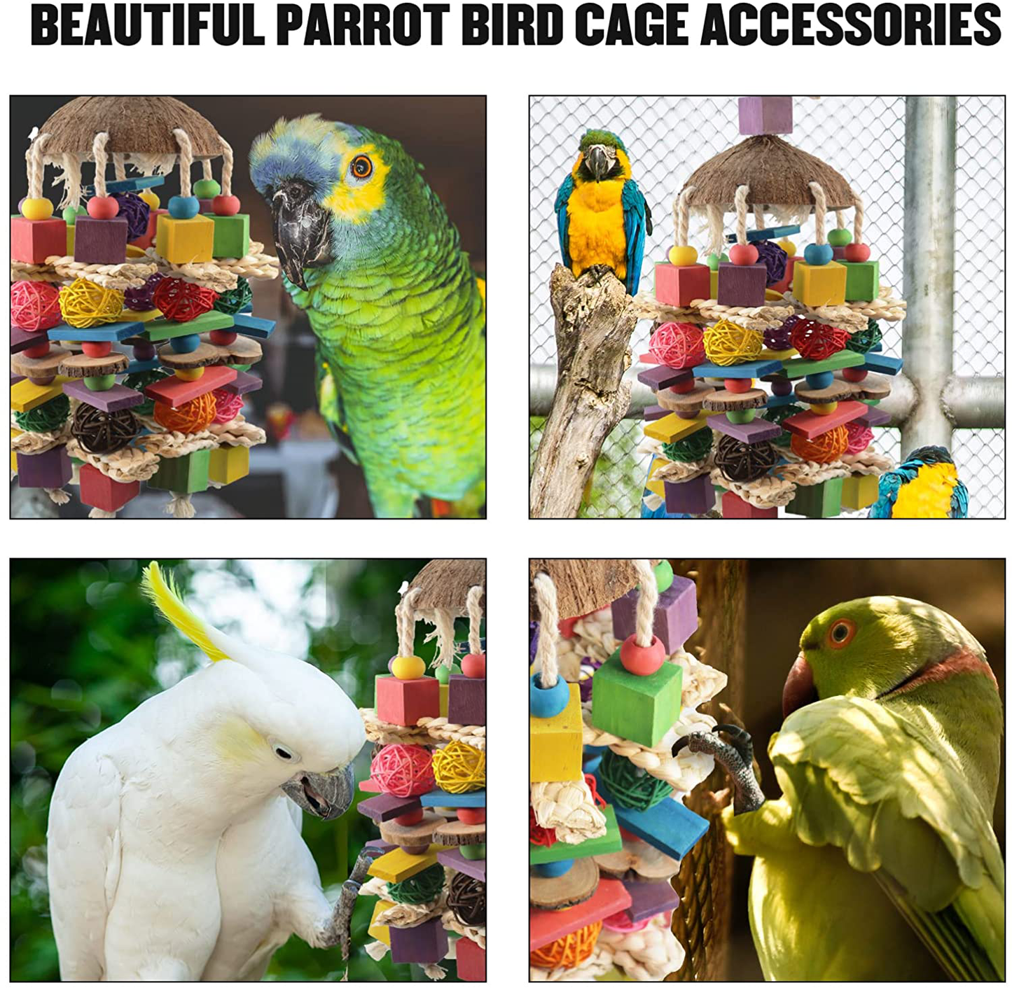 G-HY Large Parrot Bird Toys- Natural Wood Bird Block Toys Bird Chewing Toy Hanging Bird Bite Toys for Macaws African Grey Parrot Cockatiel Conures Cockatiels Big & Medium Birds Animals & Pet Supplies > Pet Supplies > Bird Supplies > Bird Toys G-HY   