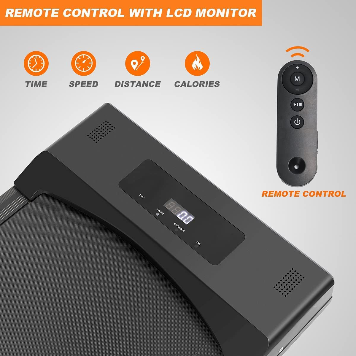 Walking Pad w/265 lbs Capacity Remote Control & LED Display Under Desk  Treadmill Black