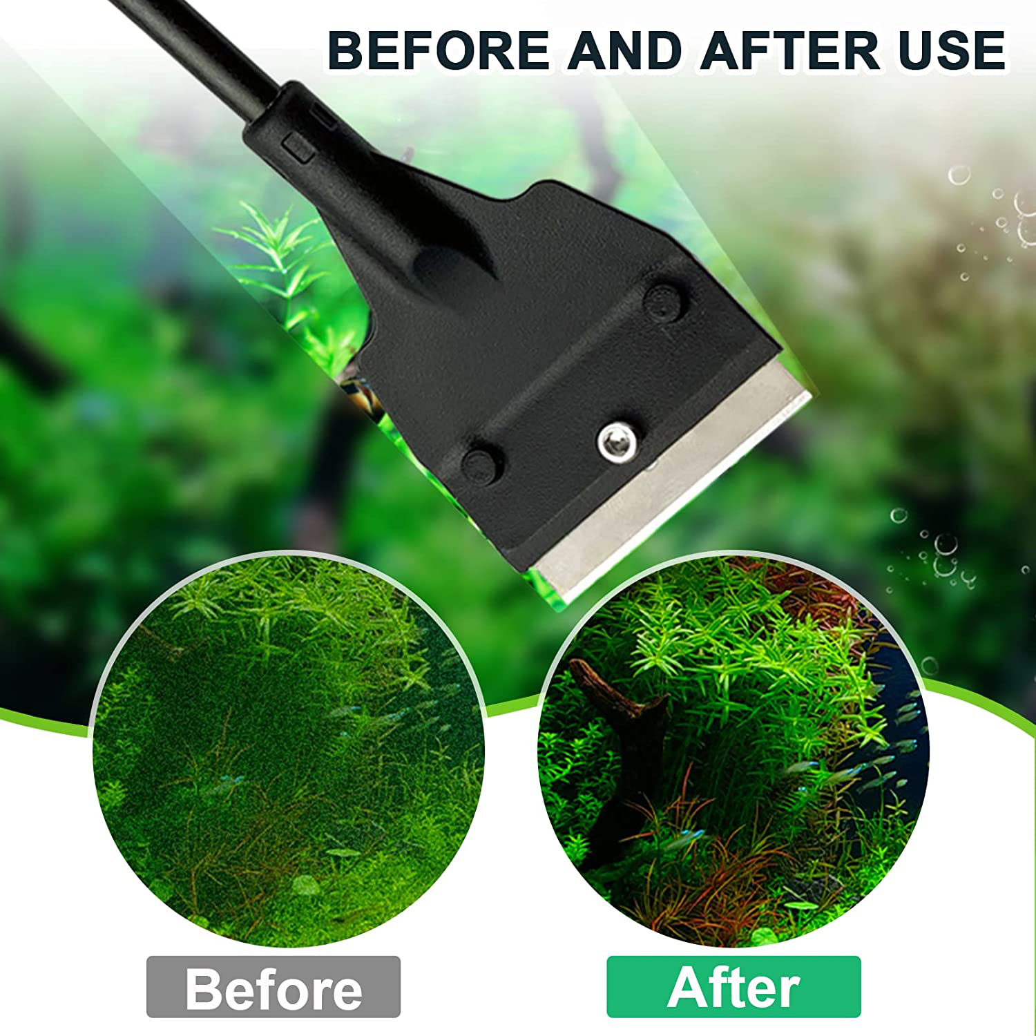 Algae Scraper for Glass Aquariums Cleaner Brush Tool Fish Tank Scrubber Algae Scraper with 5 Stainless Replaceable Blades Aquarium Glass Cleaning Tool Kit for Removing Thick Residue, 21.65 Inch Animals & Pet Supplies > Pet Supplies > Fish Supplies > Aquarium Cleaning Supplies mwellewm   