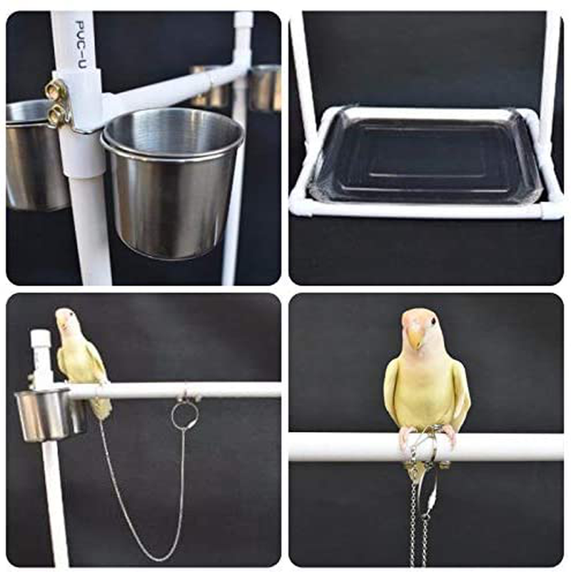 La La Pet Bird Tabletop Perch Stand Play Gym Playstand with Cups and Tray for Budgie Parakeet Cockatiel Conure