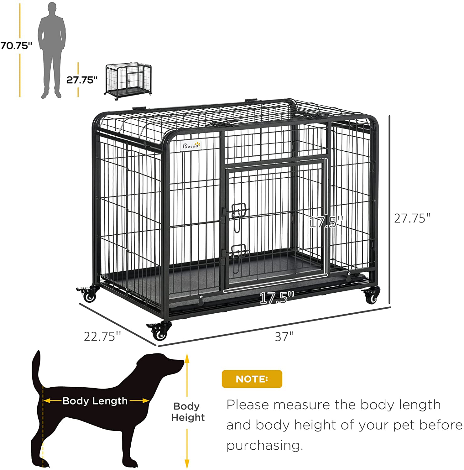 Extra Large Portable Folding Dog Soft Crate w/ 4 Lockable Wheels