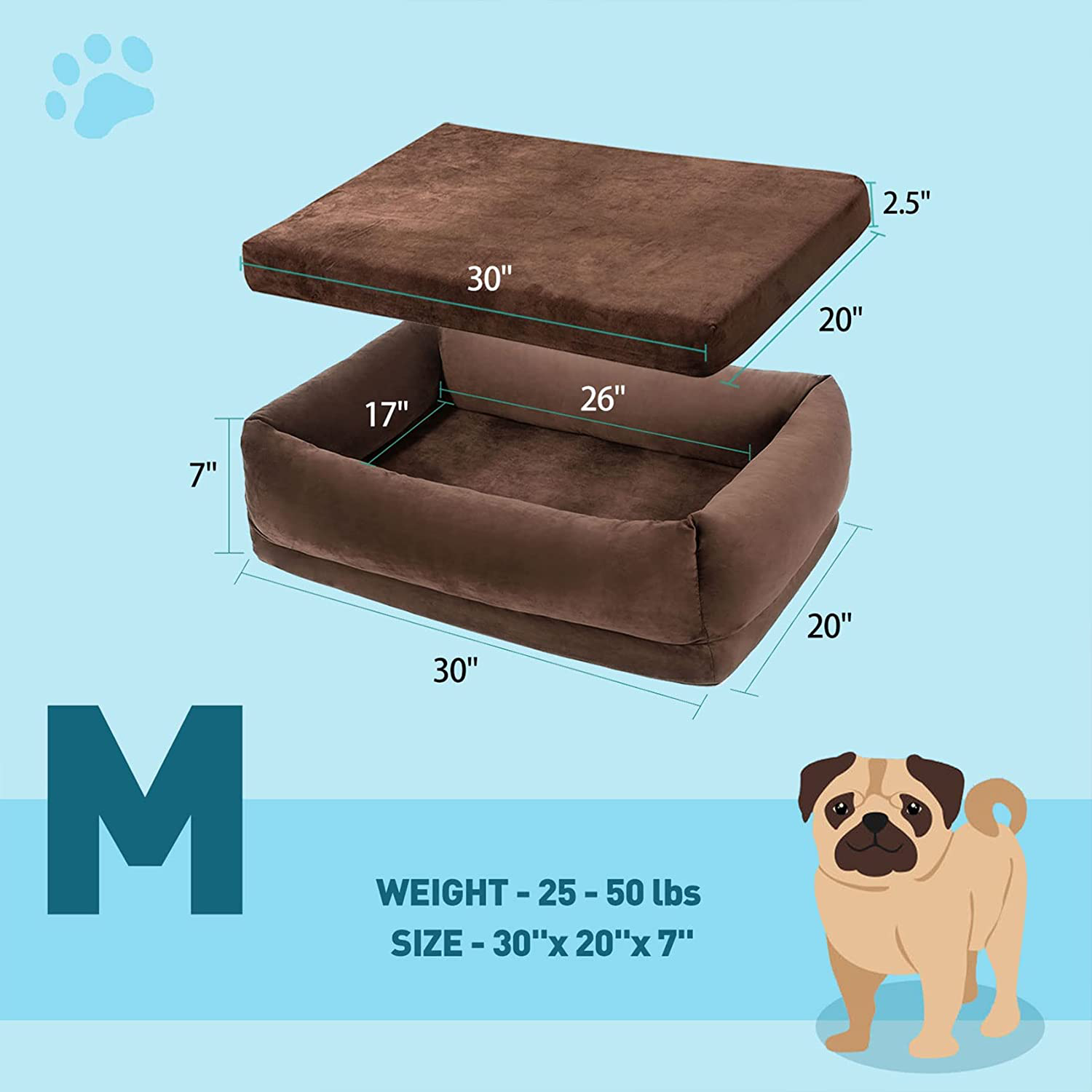 TIHEARY Orthopedic Dog Beds with Removable Washable Cover