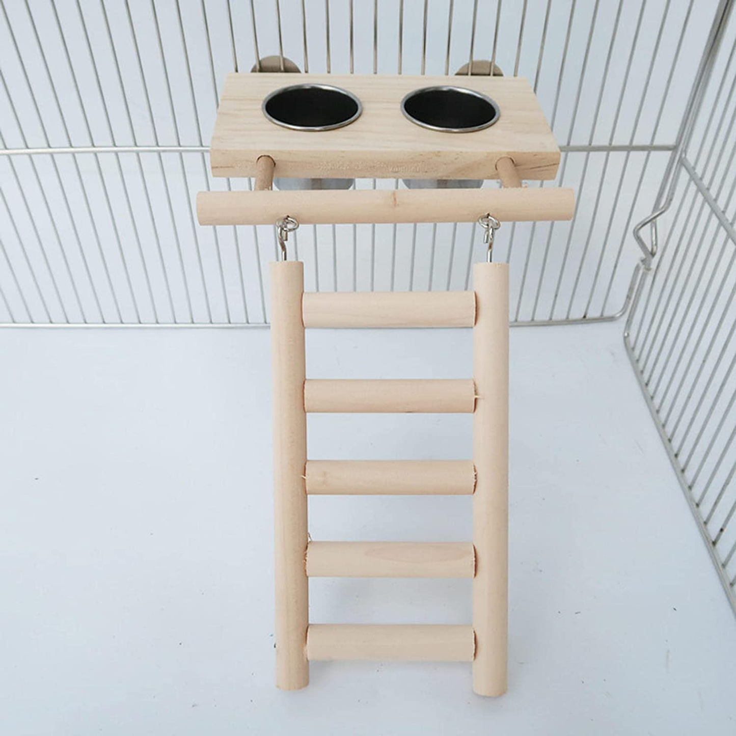 Gazechimp Pet Play Stand for Birds-Parrot Playstand Bird Cockatiel Playground Wood Perch Gym Climbing Ladder Feeder Cups Toys Exercise Play Gift