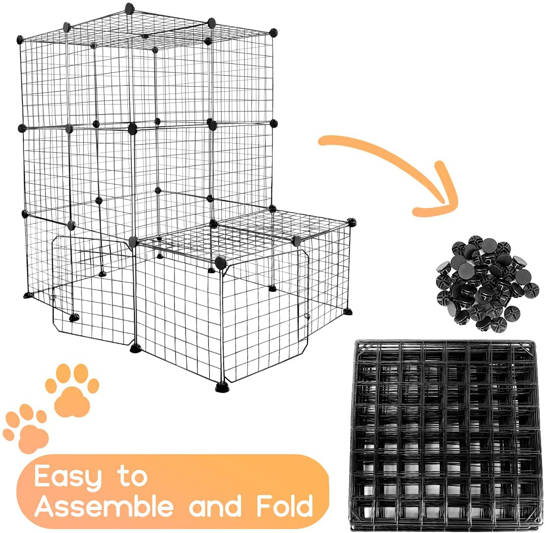 Breerainz Cat Cage Large Indoor DIY Design Pet Home Small Animal House Detachable Playpen with 2 Doors 3 Tiers for Playing and Sleeping,41.3 X 27.6 X 41.3 Inch,Black Animals & Pet Supplies > Pet Supplies > Small Animal Supplies > Small Animal Habitats & Cages BreeRainz   