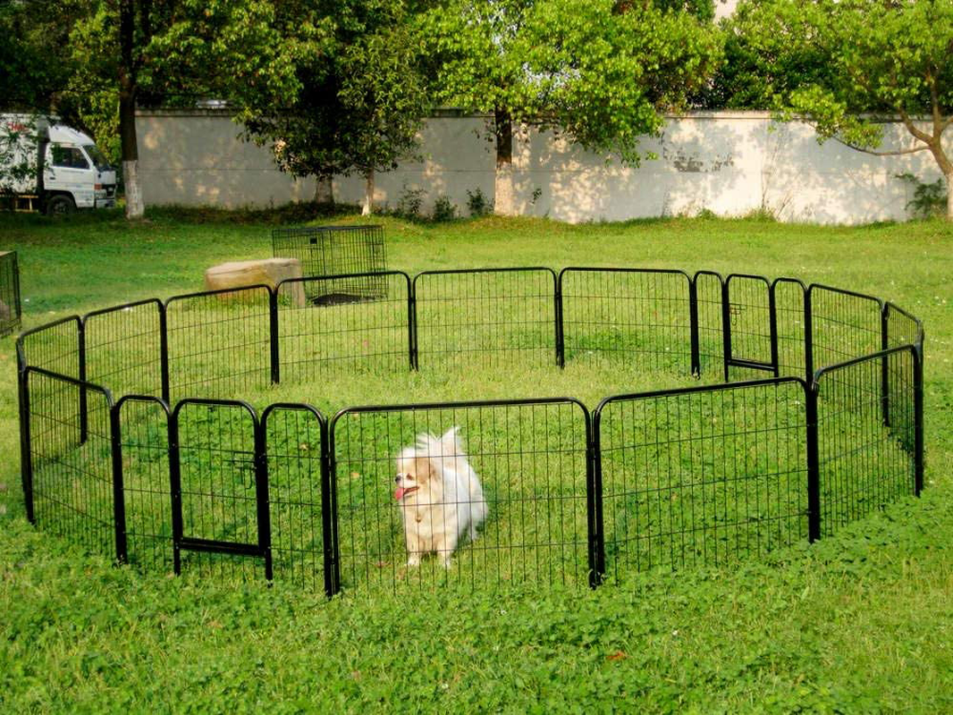 Outdoor Dog Runs and Kennels 16 Panel 24" Tall Metal Pet Puppy Cat Exercise Fence Barrier Playpen 24"" Tall Metal Durable Construction - Skroutz Deals