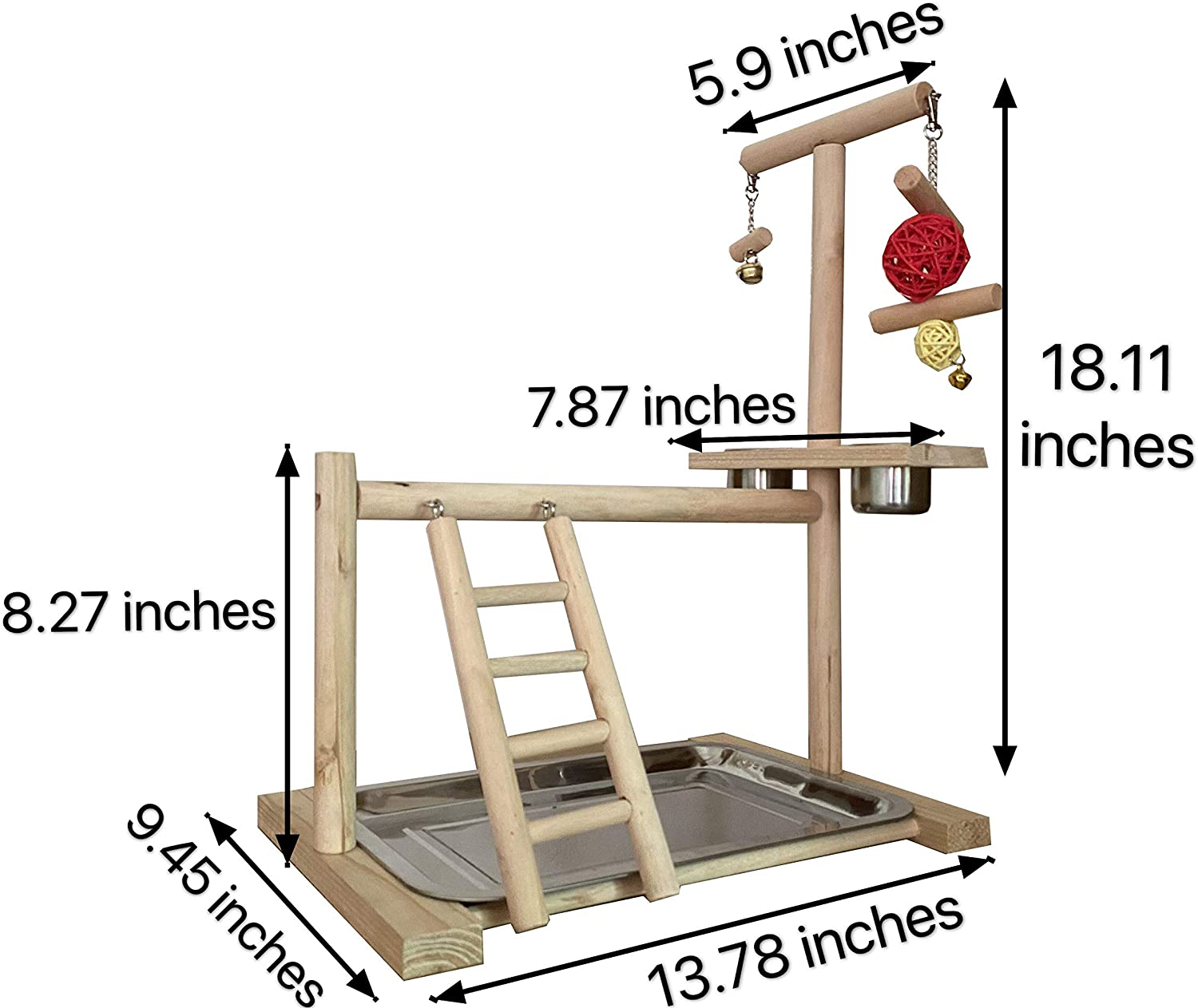 NAPURAL Wyunpets Bird Playground Birdcage Playstand Parrot Play Gym Parakeet Cage Decor Budgie Perch Stand with Feeder Seed Cups Ladder Chew Toys Conure Macaw Cockatiel Finch Small Animals Animals & Pet Supplies > Pet Supplies > Bird Supplies > Bird Gyms & Playstands NAPURAL   