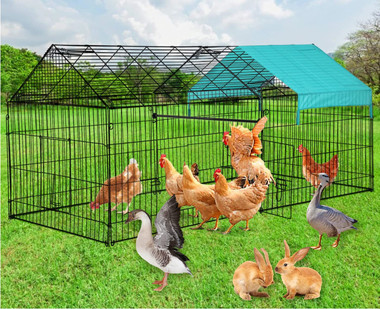 Tyyps Large Metal Chicken Coop Walk-In Poultry Cage Kennel with Waterproof and Anti-Ultraviolet Cover Fence Pet Playpen Foldable Outdoor for Backyard Farm, Black Animals & Pet Supplies > Pet Supplies > Dog Supplies > Dog Kennels & Runs Tyyps   