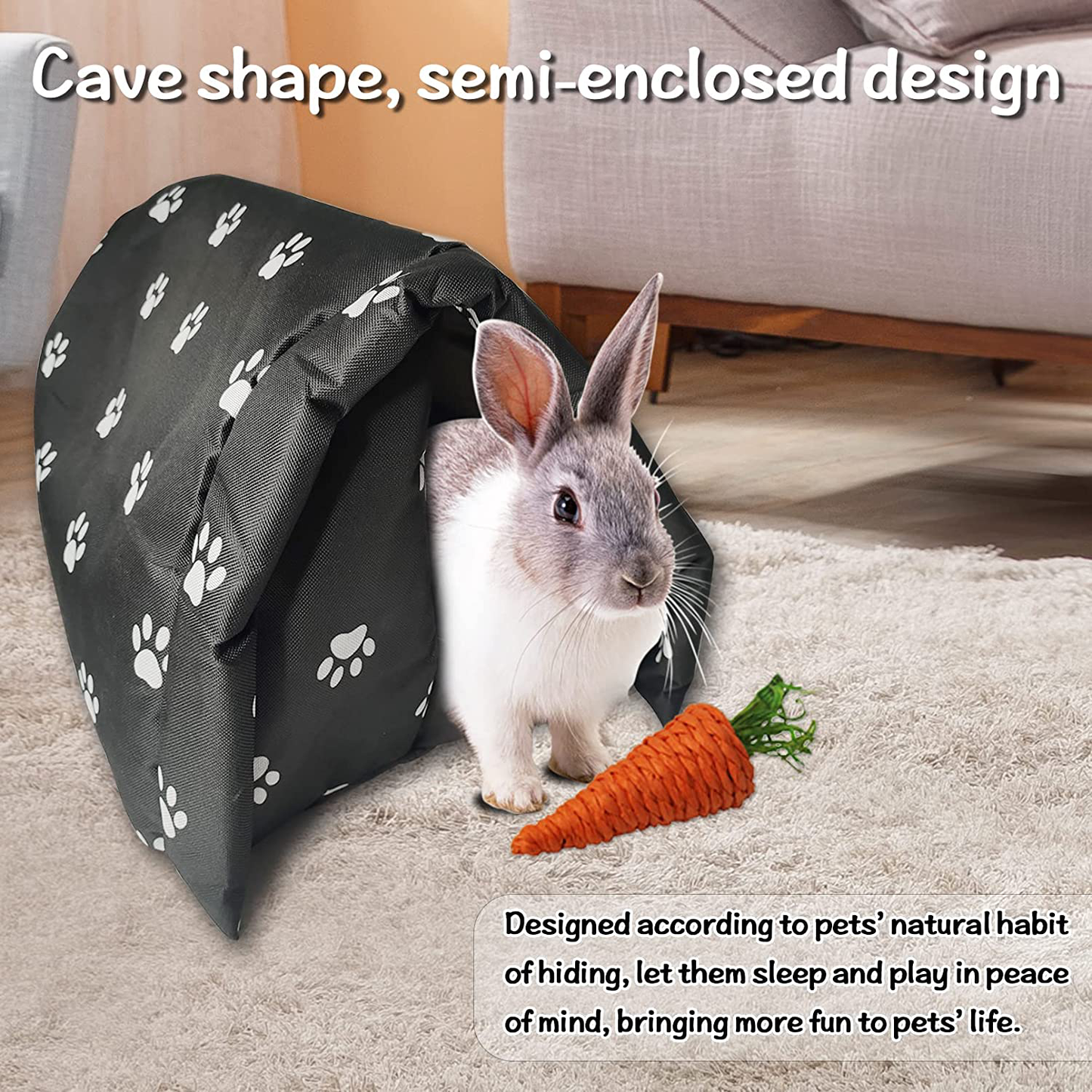 Bunny Cave Bed Small Animal Warm Nest Habitats Guinea Pig Hideouts Cage Accessorie for Hamster Rat Mice Chinchilla Flying Squirrel Animals & Pet Supplies > Pet Supplies > Small Animal Supplies > Small Animal Habitat Accessories Hamiledyi   