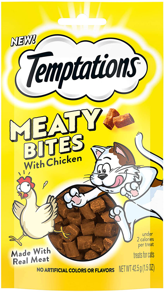 Temptations Meaty Bites, Soft and Savory Cat Treats, Pack of 7, Multiple Flavors Animals & Pet Supplies > Pet Supplies > Cat Supplies > Cat Treats Temptations Chicken 1.5 Ounce. (Pack of 7) 