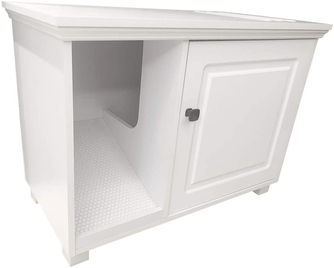 Roomfitters Cat Washroom Storage Bench Cat Litter Box Enclosure Furniture, White Animals & Pet Supplies > Pet Supplies > Cat Supplies > Cat Furniture roomfitters   