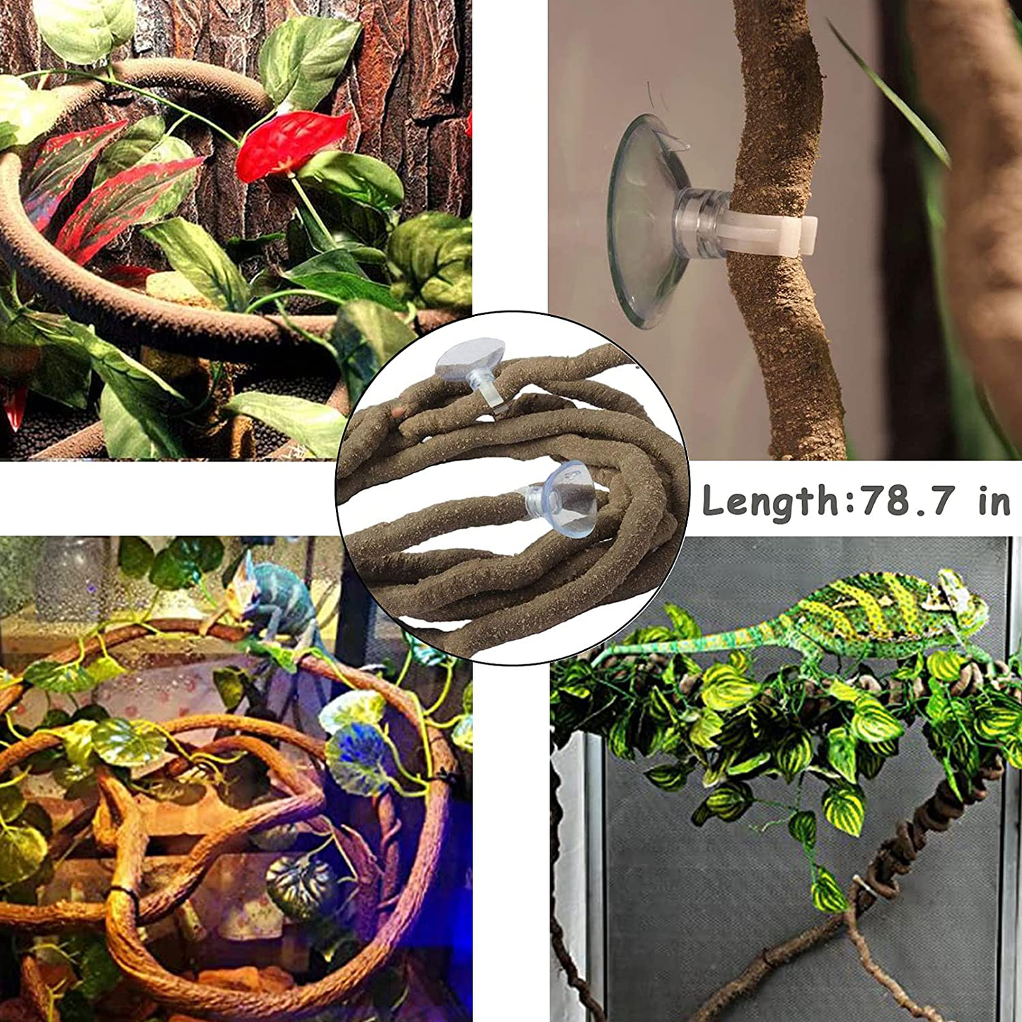 Kathson Bearded Dragon Hammock Reptile Hideout Wooden Bridge Jungle Climber Vines Flexible Reptile Leaves with Suction Cups Reptile Habitat Decor for Chameleon, Lizards, Gecko, Snakes Climbing Hiding Animals & Pet Supplies > Pet Supplies > Reptile & Amphibian Supplies > Reptile & Amphibian Habitat Accessories kathson   