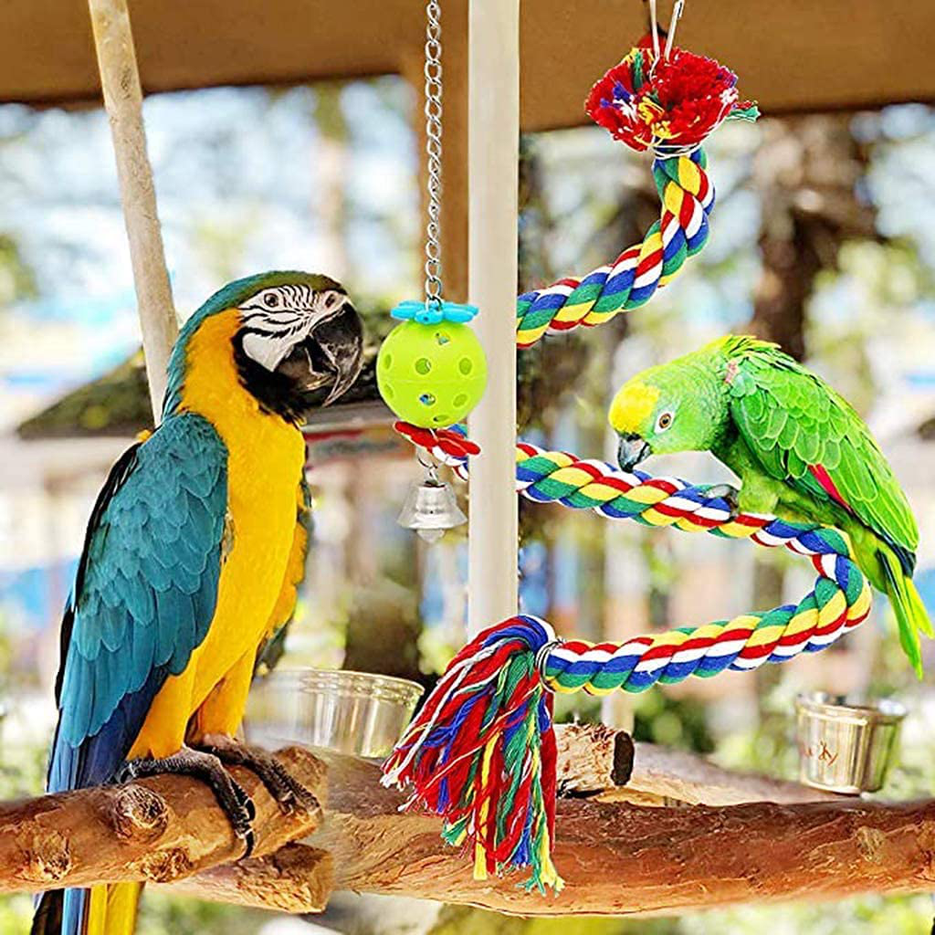 Bird Parrot Swing Chewing Toys,9 Pack Bird Cage Toys- Hanging Swing Ropes Hammock Swing Toy Parrot Ladders Swing Hanging Bell Bird Stand Perch Bird Mirror for Small Bird Animals & Pet Supplies > Pet Supplies > Bird Supplies > Bird Ladders & Perches Meiyiu   