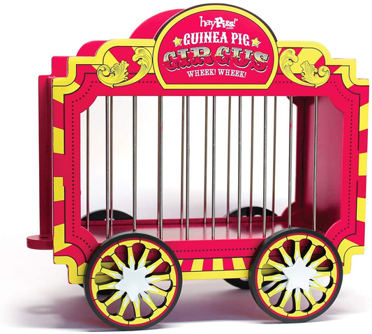 HAYPIGS Guinea Pig Toys and Accessories - Circus Themed Wheek Wagon Hay Hopper - Guinea Pig Hay Rack - Dwarf Rabbit Feeder - Hay Racks for Guinea Pigs - Hay Feeder - Chinchilla Hay Rack