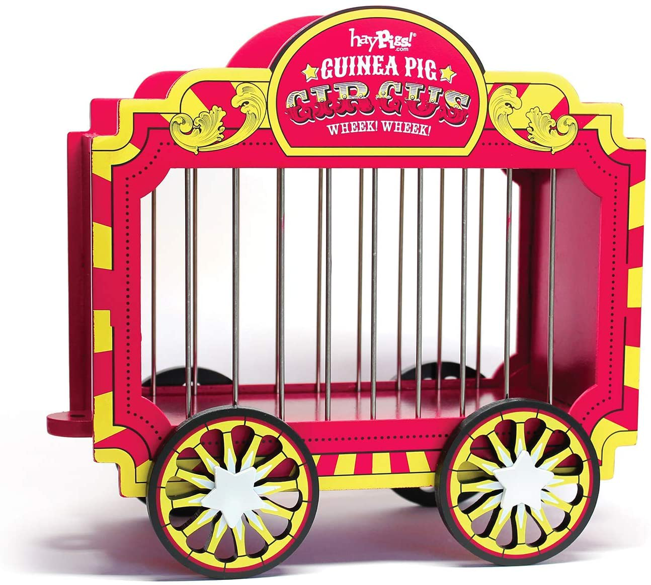 HAYPIGS Guinea Pig Toys and Accessories - Circus Themed Wheek Wagon Hay Hopper - Guinea Pig Hay Rack - Dwarf Rabbit Feeder - Hay Racks for Guinea Pigs - Hay Feeder - Chinchilla Hay Rack Animals & Pet Supplies > Pet Supplies > Small Animal Supplies > Small Animal Food HAYPIGS   