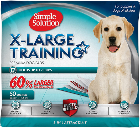 Simple Solution Training Puppy Pads | Extra Large, 6 Layer Dog Pee Pads, Absorbs up to 7 Cups of Liquid | 28X30 Inches Animals & Pet Supplies > Pet Supplies > Dog Supplies > Dog Diaper Pads & Liners Simple Solution 50 ct  