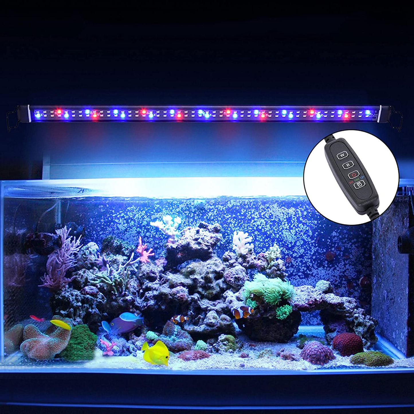 Extendable Full-Spectrum Aquarium Light 50000H Lighting Fish Tank Light, Live Fish Freshwater LED Light, Adjustable Brightness & Lighting Time (30Inch) Animals & Pet Supplies > Pet Supplies > Fish Supplies > Aquarium Lighting DEYIOU 30inch  