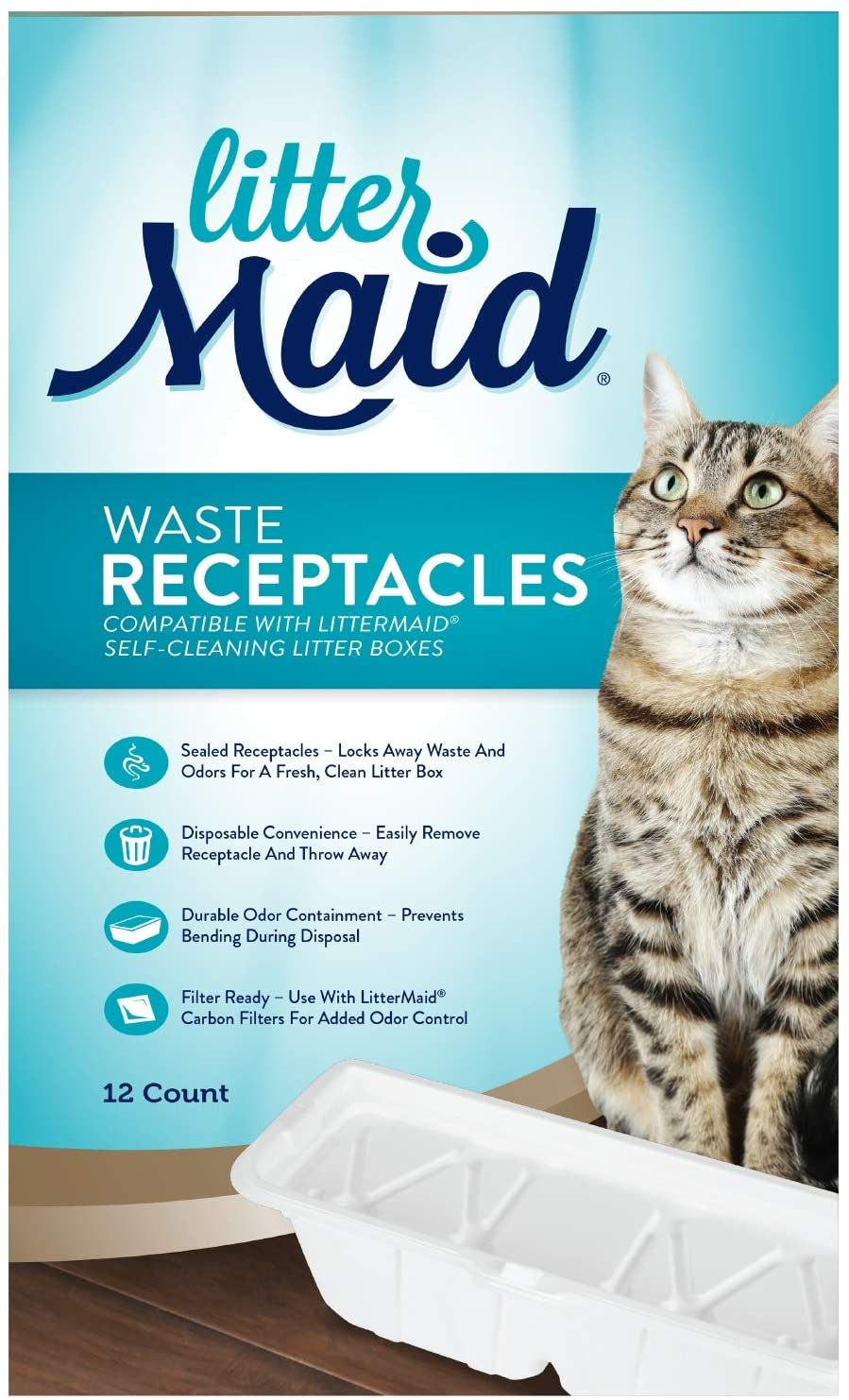 Littermaid Litter Box Waste Receptacles, Disposable/Sealable Waste Receptacles for Automatic Litter Boxes