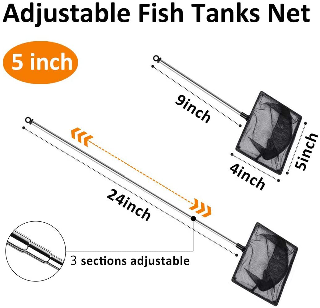 Grepol-V Fish Net for Fish Tank, Fine Mesh Aqurium Net with 9-24 Inch Stainless Steel Long Handle, Extendable Fishing Tank Net for Fish Shrimp Tank, Pond, Creek Animals & Pet Supplies > Pet Supplies > Fish Supplies > Aquarium Fish Nets Grepol-V   