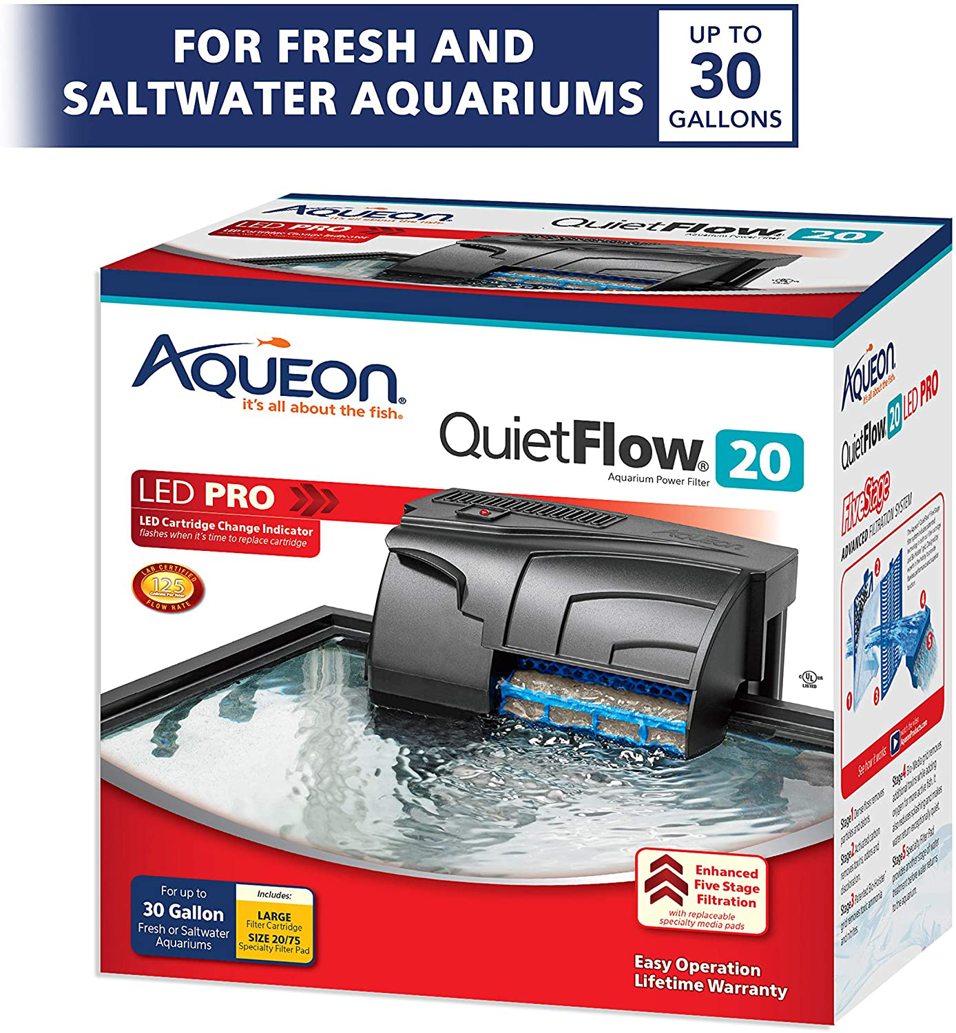 Aqueon Quietflow LED PRO Aquarium Power Filter, Size 20 Animals & Pet Supplies > Pet Supplies > Fish Supplies > Aquarium Filters Aqueon   
