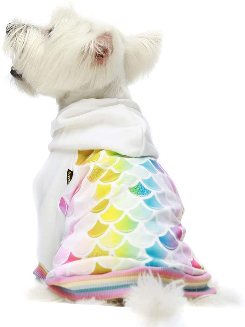 Fitwarm Mermaid Dog Hoodies Clothes Hooded Coat Pet Sweatshirts Cat Jackets Animals & Pet Supplies > Pet Supplies > Dog Supplies > Dog Apparel Fitwarm White Medium 