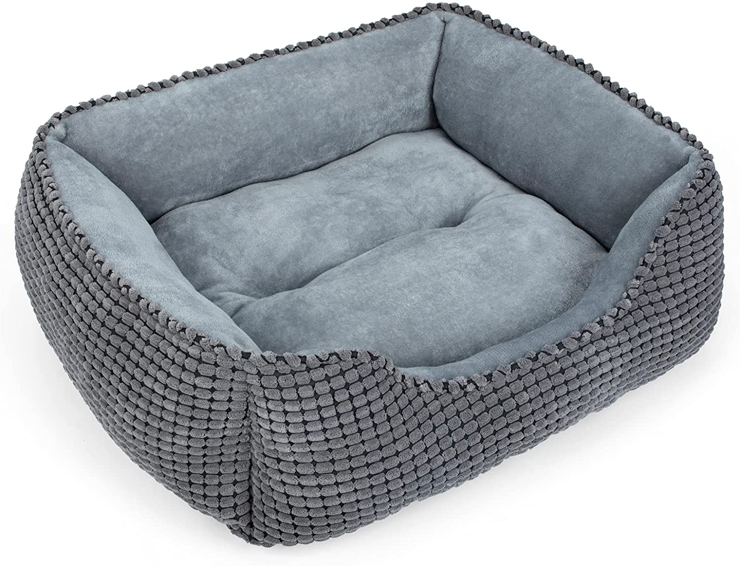 MIXJOY Dog Bed for Large Medium Small Dogs, Rectangle Washable Sleeping Puppy Bed, Orthopedic Pet Sofa Bed, Soft Calming Cat Beds for Indoor Cats, Anti-Slip Bottom with Multiple Size Animals & Pet Supplies > Pet Supplies > Dog Supplies > Dog Beds MIXJOY Grey S(20’’x 19’’x 6’’) 