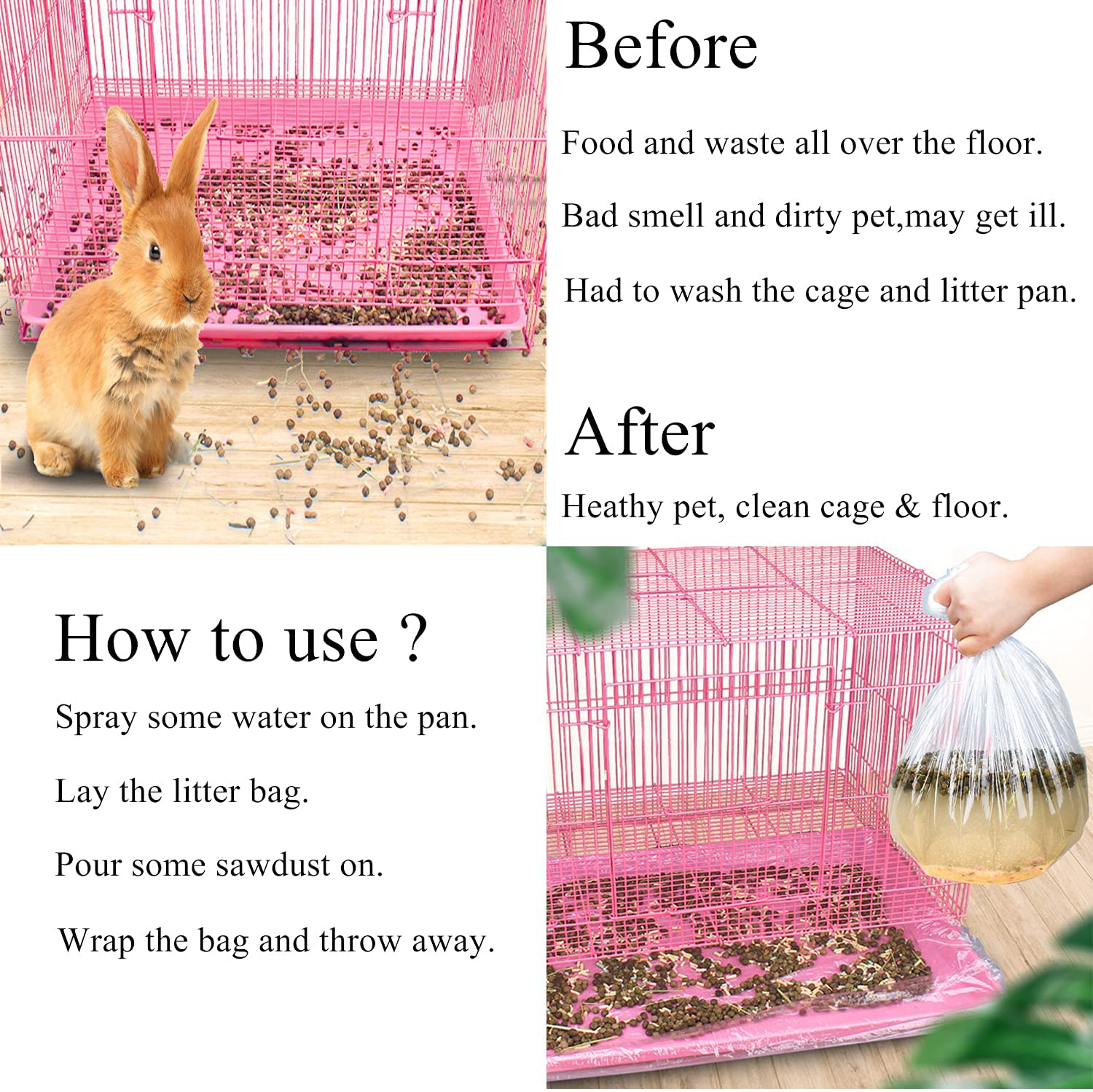 Guinea Pig Cage Liners, Disposable Cage Liners for Small Animals Bedding Waste & Litter Pan Bags, Plastic Bunny Cage Mat Film to Replace Diapers for Birds Rabbit Hamster Hedgehog Rats ... Animals & Pet Supplies > Pet Supplies > Small Animal Supplies > Small Animal Bedding Qguai   