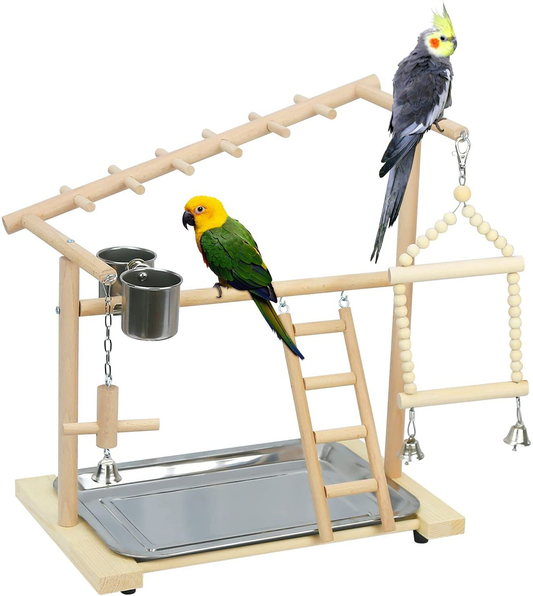 Lilithye Natural Wood Bird Playground Parrot Bird Stand Playstand for Cockatiel Conures Parakeet Parrots,Cage Top Bird Playground,Bird Tabletop Playstand Animals & Pet Supplies > Pet Supplies > Bird Supplies > Bird Gyms & Playstands Lilithye   